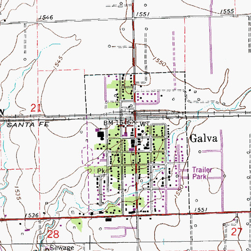 Topographic Map of City of Galva, KS