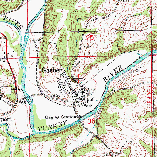 Topographic Map of City of Garber, IA