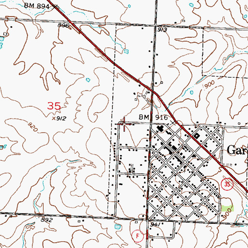 Topographic Map of City of Garden City, MO