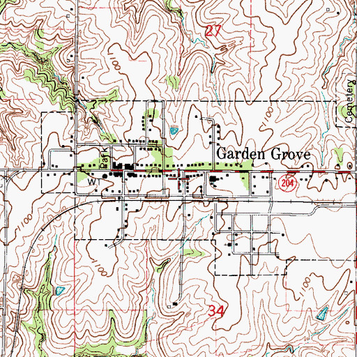 Topographic Map of City of Garden Grove, IA