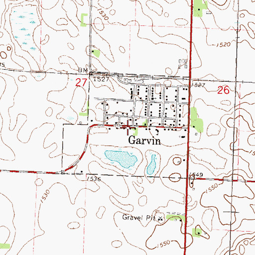 Topographic Map of City of Garvin, MN