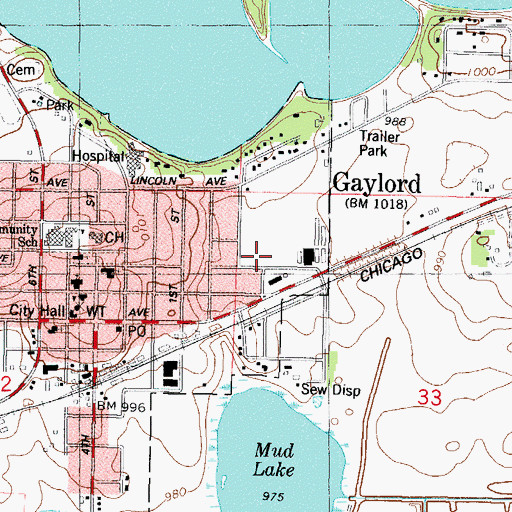 Topographic Map of City of Gaylord, MN