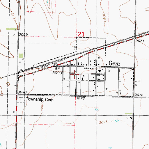 Topographic Map of City of Gem, KS