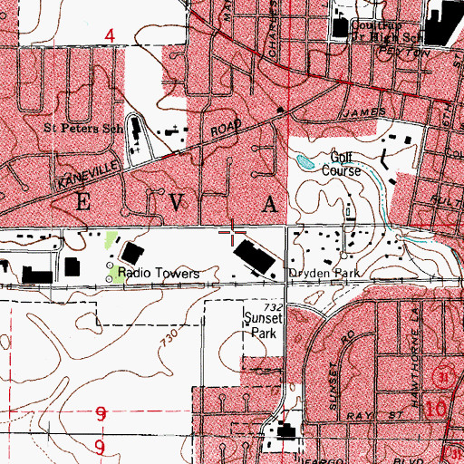Topographic Map of City of Geneva, IL