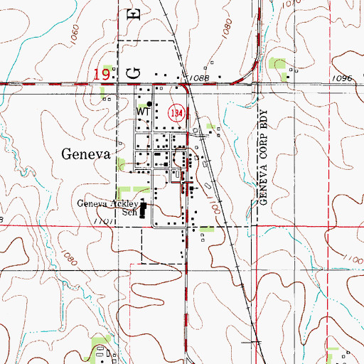 Topographic Map of City of Geneva, IA