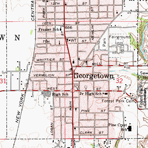 Topographic Map of City of Georgetown, IL