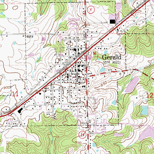 Topographic Map of City of Gerald, MO