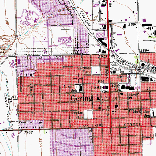 Topographic Map of City of Gering, NE