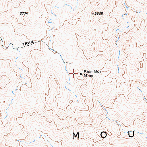 Topographic Map of Blue Boy Mine, CA