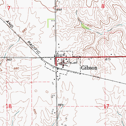 Topographic Map of City of Gibson, IA