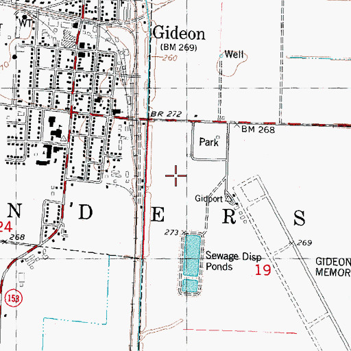 Topographic Map of City of Gideon, MO