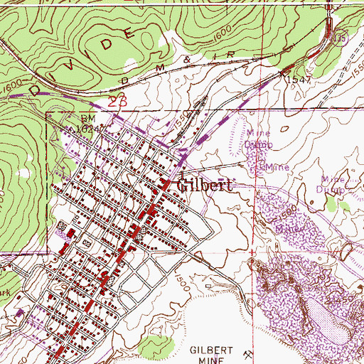 Topographic Map of City of Gilbert, MN