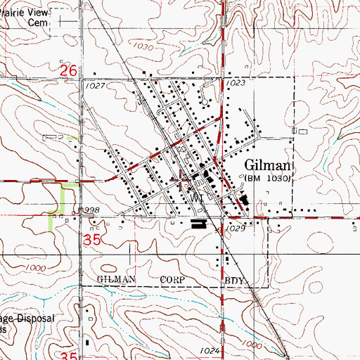 Topographic Map of City of Gilman, IA