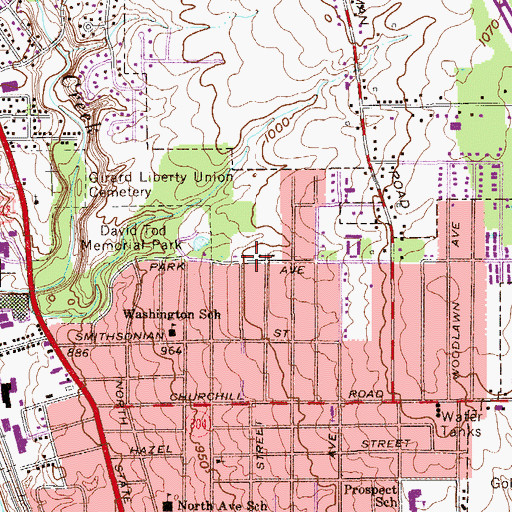 Topographic Map of City of Girard, OH
