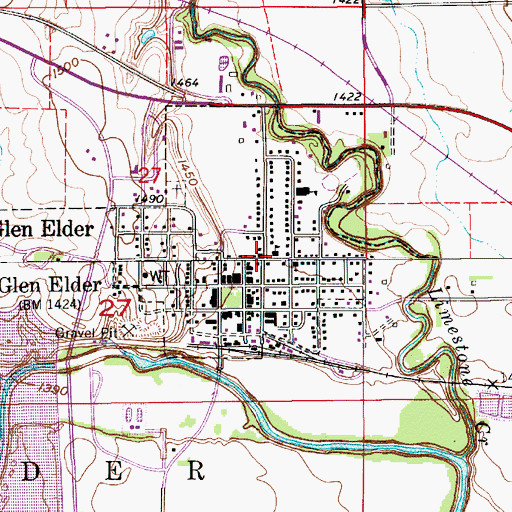 Topographic Map of City of Glen Elder, KS