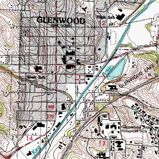 Topographic Map of City of Glenwood, IA