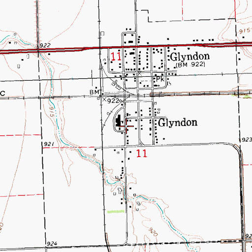 Topographic Map of City of Glyndon, MN
