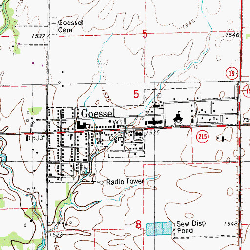 Topographic Map of City of Goessel, KS