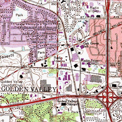 Topographic Map of City of Golden Valley, MN