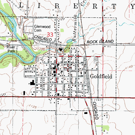 Topographic Map of City of Goldfield, IA