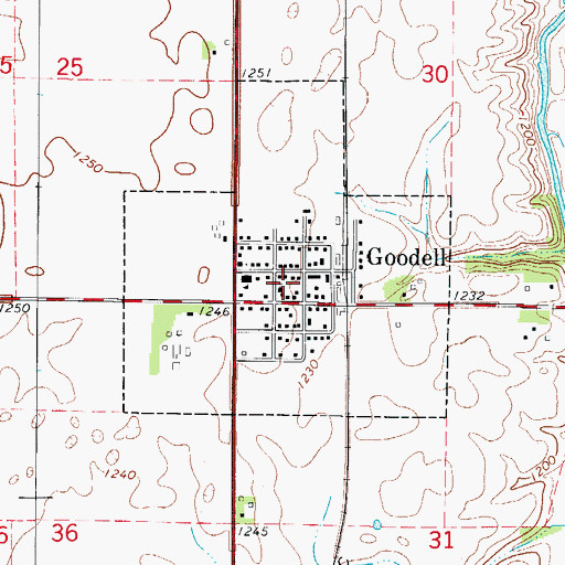 Topographic Map of City of Goodell, IA