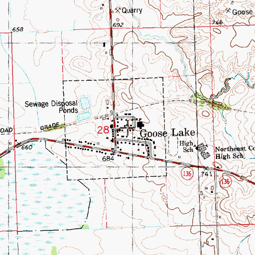 Topographic Map of City of Goose Lake, IA