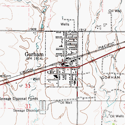 Topographic Map of City of Gorham, KS