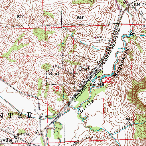 Topographic Map of City of Graf, IA