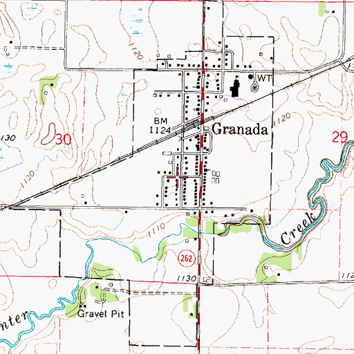 Topographic Map of City of Granada, MN