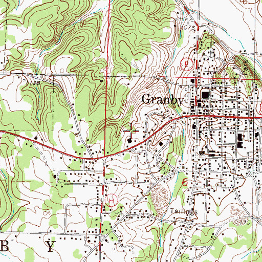 Topographic Map of City of Granby, MO