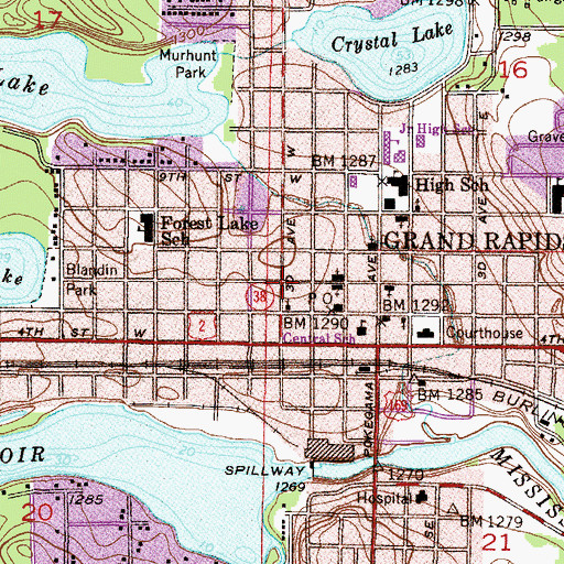 Topographic Map of City of Grand Rapids, MN