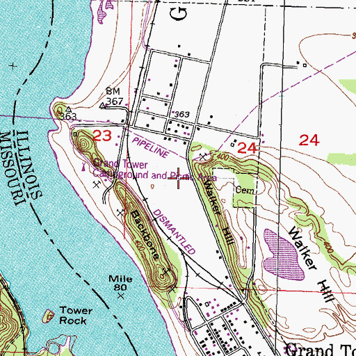 Topographic Map of City of Grand Tower, IL