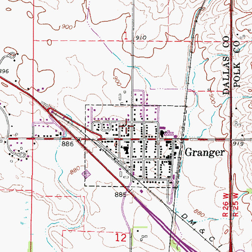 Topographic Map of City of Granger, IA
