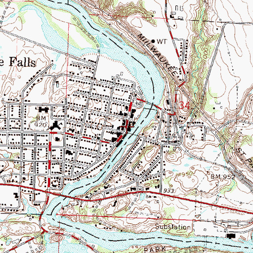 Topographic Map of City of Granite Falls, MN
