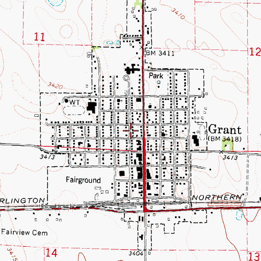 Topographic Map of City of Grant, NE