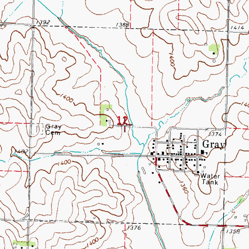 Topographic Map of City of Gray, IA