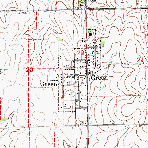 Topographic Map of City of Green, KS