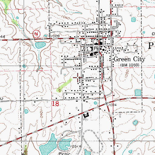 Topographic Map of City of Green City, MO