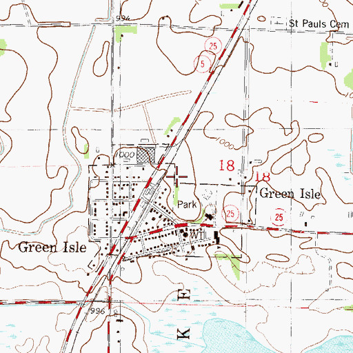 Topographic Map of City of Green Isle, MN