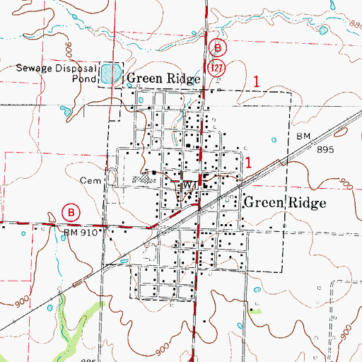 Topographic Map of City of Green Ridge, MO