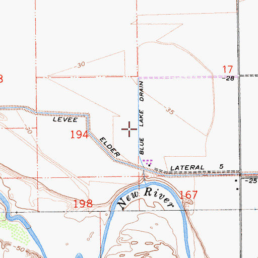 Topographic Map of Blue Lake Drain, CA