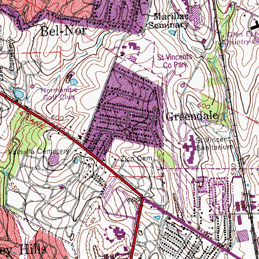 Topographic Map of City of Greendale, MO