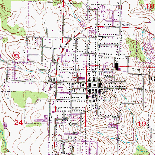 Topographic Map of City of Greenfield, MO