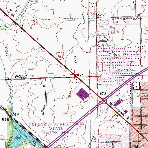 Topographic Map of City of Greensburg, IN