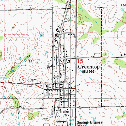Topographic Map of City of Greentop, MO