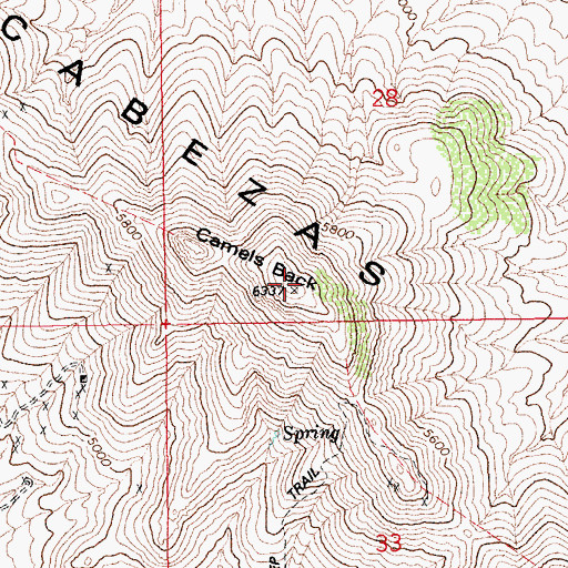 Topographic Map of Camels Back, AZ