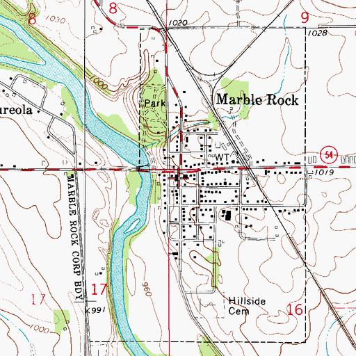 Topographic Map of City of Marble Rock, IA