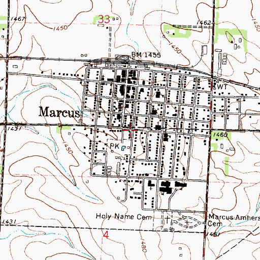 Topographic Map of City of Marcus, IA