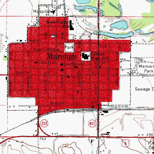 Topographic Map of City of Marengo, IA