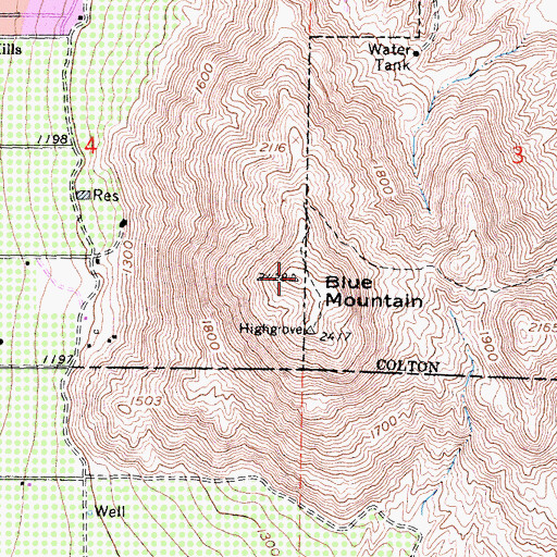 Topographic Map of Blue Mountain, CA